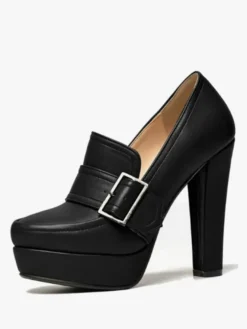 Mocassins à talons hauts pour femmes escarpins à enfiler avec boucle à plateforme et talon épais