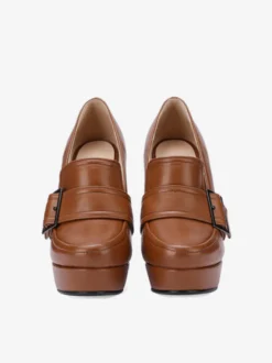 Mocassins à talons hauts pour femmes escarpins à enfiler avec boucle à plateforme et talon épais