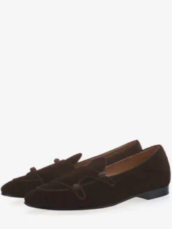 Mocassins velours noir pour hommes Chaussures de Mariage Soirée bout rond