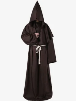 Moine Costume Déguisements Halloween Robe Unisexe Femme Homme À Capuche Du Moyen Âge Cosplay Bal Masqué Bourgogne