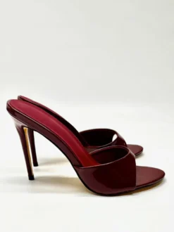 Mules à talons hauts bordeaux Sandales sexy à bout ouvert pour femmes