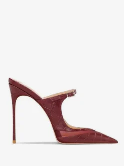 Mules à talons hauts à motif pierre chaussures à enfiler à talon aiguille