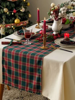Nappe Costumes De Vacances Carreaux Polyester De Noël Vert