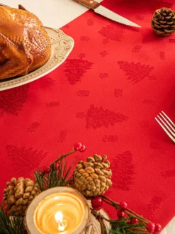 Nappe Costumes De Vacances Carreaux Polyester De Noël Rouge