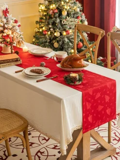 Nappe Costumes De Vacances Carreaux Polyester De Noël Rouge