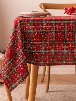 Nappe Costumes de vacances de Noël à carreaux de polyester en fibre de polyester de Noël vert foncé