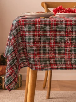 Nappe Costumes de vacances de Noël à carreaux de polyester en fibre de polyester de Noël vert foncé