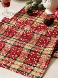 Nappe Costumes de vacances de Noël à carreaux de polyester en fibre de polyester de Noël rouge