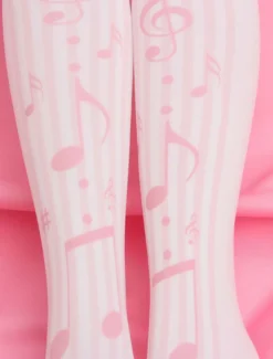 Note de musique Sweet Lolita chaussettes roses imprimées Lolita Stocking Déguisements Halloween