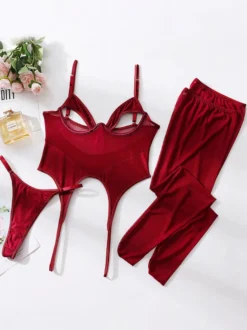 Nounours Lingerie Noir Découpé Sheer Polyester Nounours Sexy Pour Les Femmes