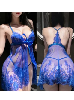 Nuisette Babydoll en dentelle rouge transparente robe gainante lingerie nuisette