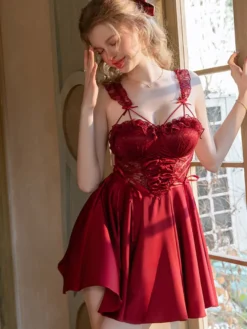 Nuisette de mariée en dentelle blanche dos nu en satin et satin lingerie femme