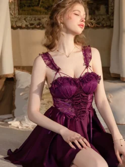 Nuisette de mariée en dentelle blanche dos nu en satin et satin lingerie femme