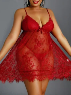Nuisette en dentelle grande taille ensemble de nuit deux pièces