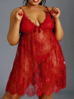 Nuisette en dentelle grande taille ensemble de nuit deux pièces