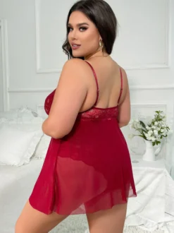 Nuisette en dentelle grande taille ensemble de pyjama deux pièces en dentelle