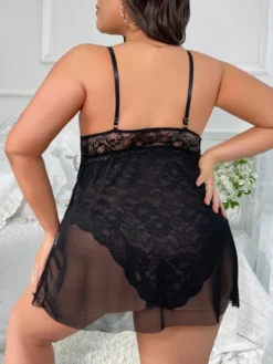 Nuisette en dentelle grande taille ensemble de pyjama deux pièces en dentelle