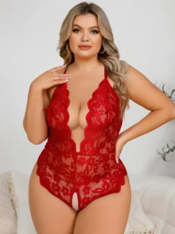 Nuisettes sans entrejambe grandes tailles lingerie en dentelle noire nuisettes sexy pour femmes