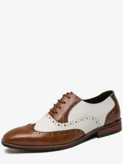 Oxfords chaussures pour hommes moderne bout rond sangle réglable en cuir PU bouts d'ailes Chaussures de Mariage Soirée