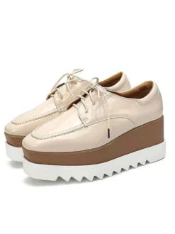 Oxfords élégants bout rond Synthétique cuir avant en dentelle Synthétique caoutchouc bout rond Oxfords chaussures