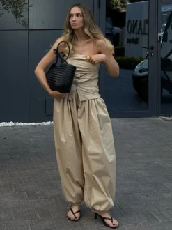 Pantalon ballon à taille élastique pour femme 2026