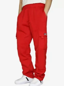Pantalon cargo décontracté pour homme coupe droite surdimensionné taille naturelle avec poches