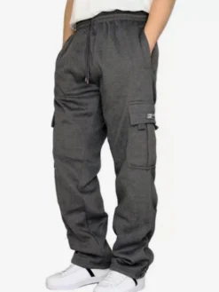 Pantalon cargo décontracté pour homme coupe droite surdimensionné taille naturelle avec poches