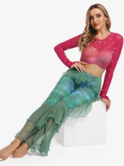 Pantalon de danse du ventre pour adulte ensemble de noël violet en Polyester Costume de Performance Sexy pour femmes