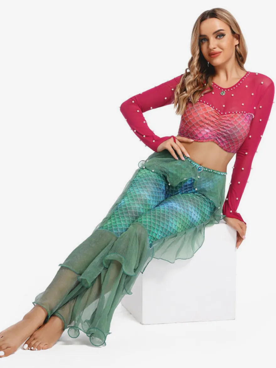 Pantalon de danse du ventre pour adulte ensemble de noël violet en Polyester Costume de Performance Sexy pour femmes
