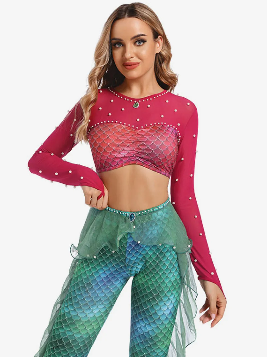 Pantalon de danse du ventre pour adulte ensemble de noël violet en Polyester Costume de Performance Sexy pour femmes