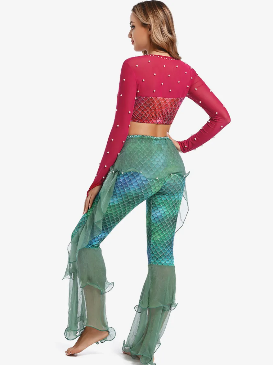 Pantalon de danse du ventre pour adulte ensemble de noël violet en Polyester Costume de Performance Sexy pour femmes
