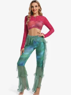 Pantalon de danse du ventre pour adulte ensemble de noël violet en Polyester Costume de Performance Sexy pour femmes