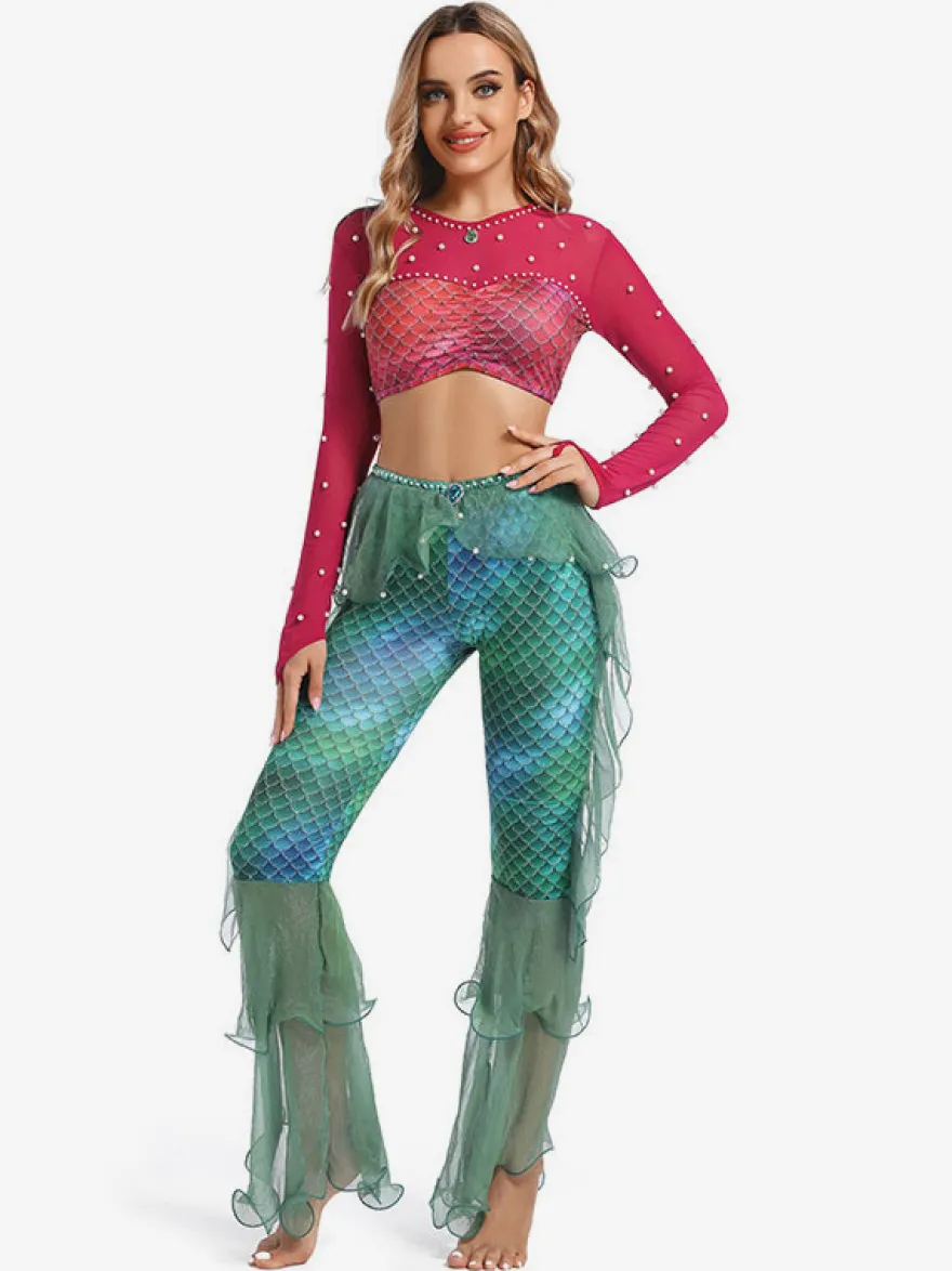 Pantalon de danse du ventre pour adulte ensemble de noël violet en Polyester Costume de Performance Sexy pour femmes