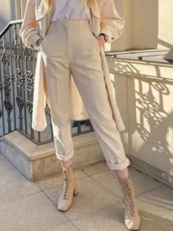 Pantalon kaki taille haute