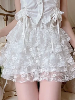 Pantalon Lolita blanc ample en dentelle à volants et volants Sweet Lolita Bloomers