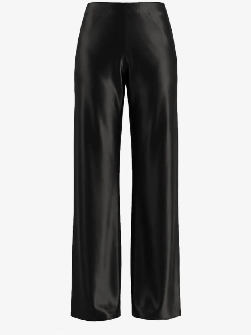 Pantalon marron en satin taille naturelle