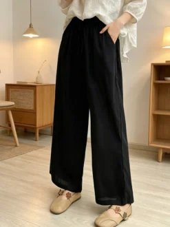 Pantalon noir en polyester
