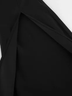 Pantalon palazzo femme à jambes larges double épaisseur de maille fendue fluide taille haute