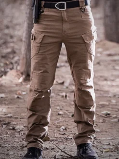 Pantalons pour hommes Pantalons longs kaki décontractés à taille naturelle irrégulière
