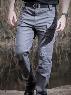 Pantalons pour hommes Pantalons longs kaki décontractés à taille naturelle irrégulière