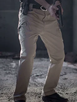 Pantalons pour hommes Pantalons longs kaki décontractés à taille naturelle irrégulière