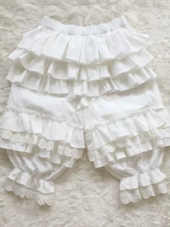 Pantalon Sweet Lolita Pantalon en vrac jacquard blanc lolita Déguisements Halloween