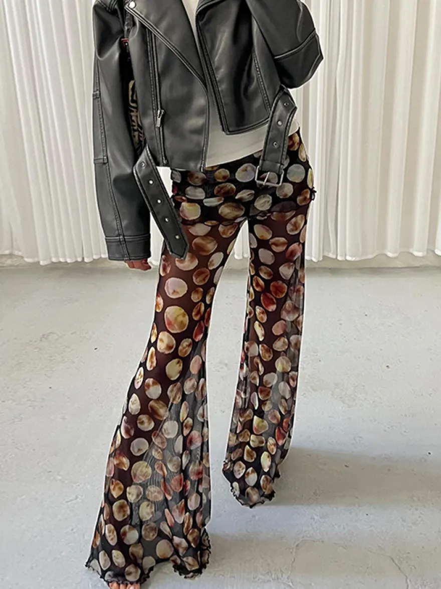Pantalon évasé transparent imprimé pour femme 2026