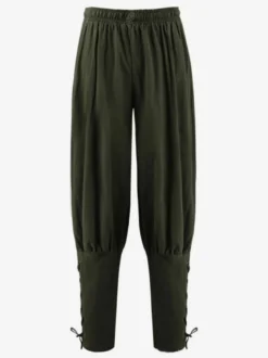 Pantalon Vintage à lacets pour hommes Style aristocrate jambes larges Costumes rétro en coton pour Halloween