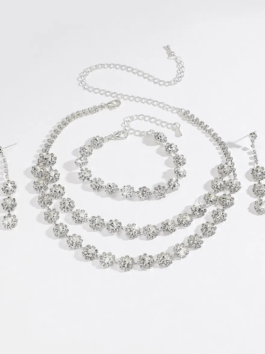 Parure de bijoux de mariée chic en métal et perles d'imitation