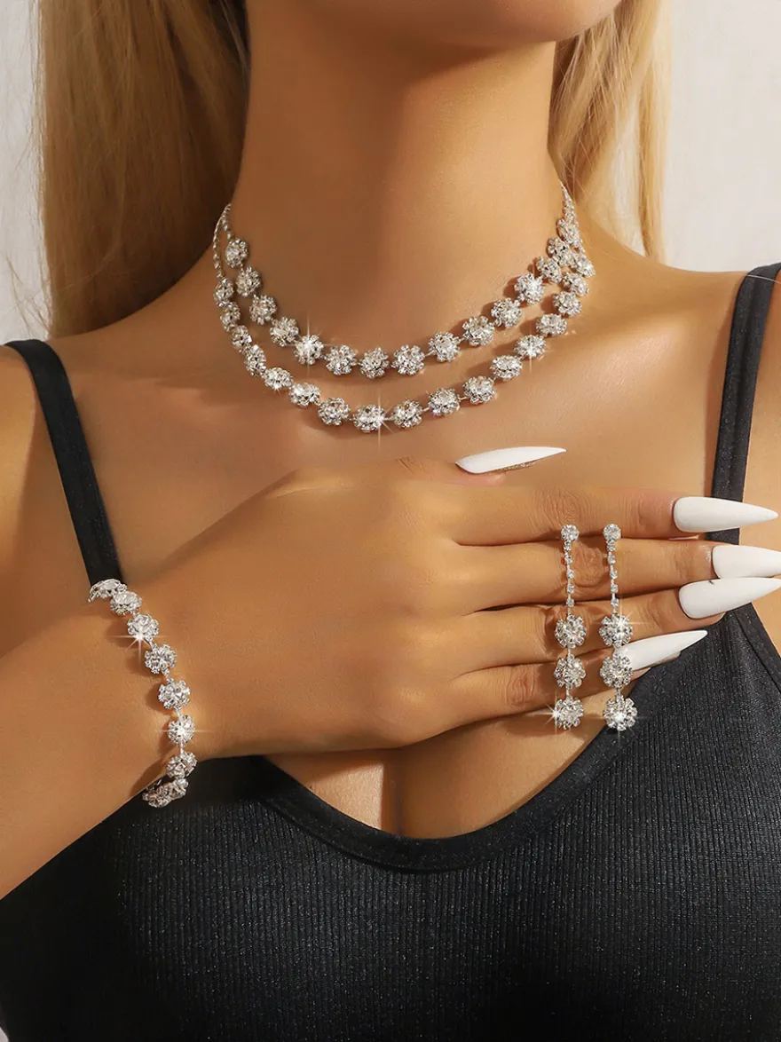 Parure de bijoux de mariée chic en métal et perles d'imitation