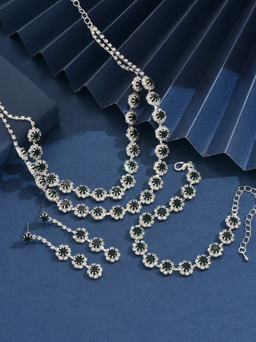 Parure de bijoux de mariée chic en métal et perles d'imitation