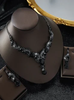 Parure de bijoux de mariée en métal et perles d'imitation attrayantes