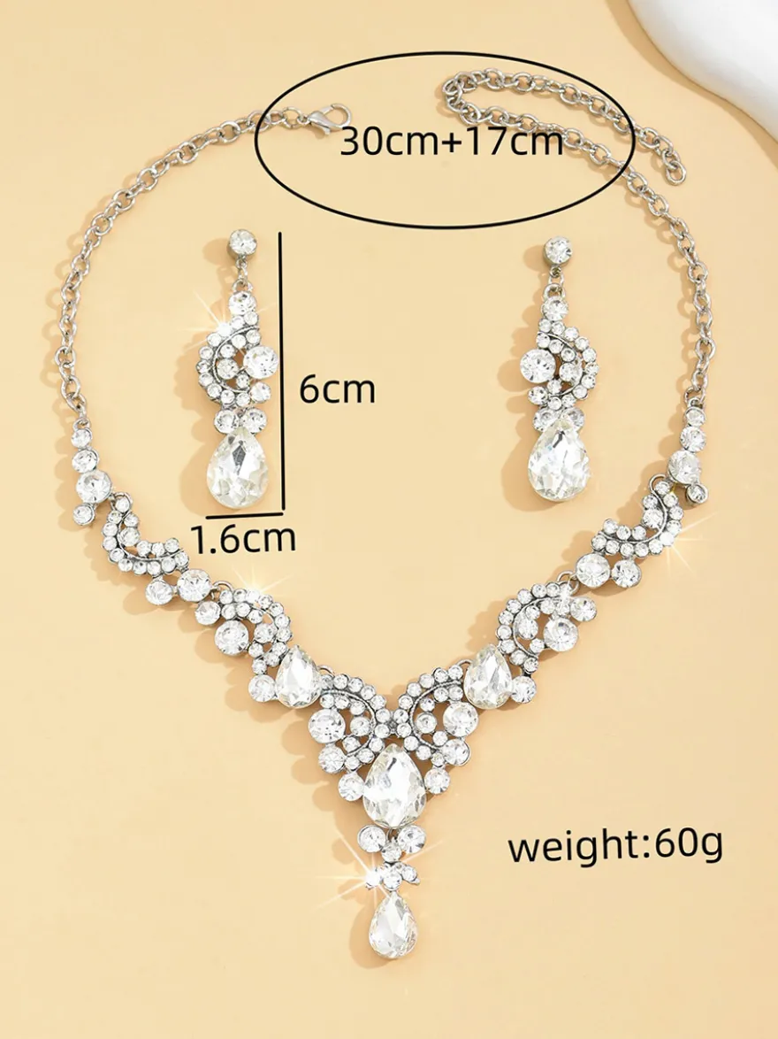 Parure de bijoux de mariée en métal et perles d'imitation attrayantes
