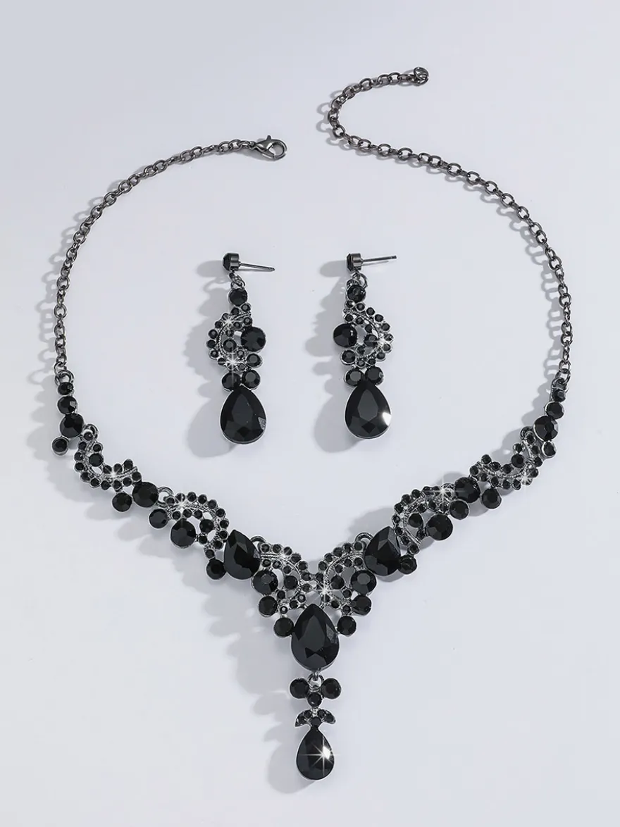 Parure de bijoux de mariée en métal et perles d'imitation attrayantes